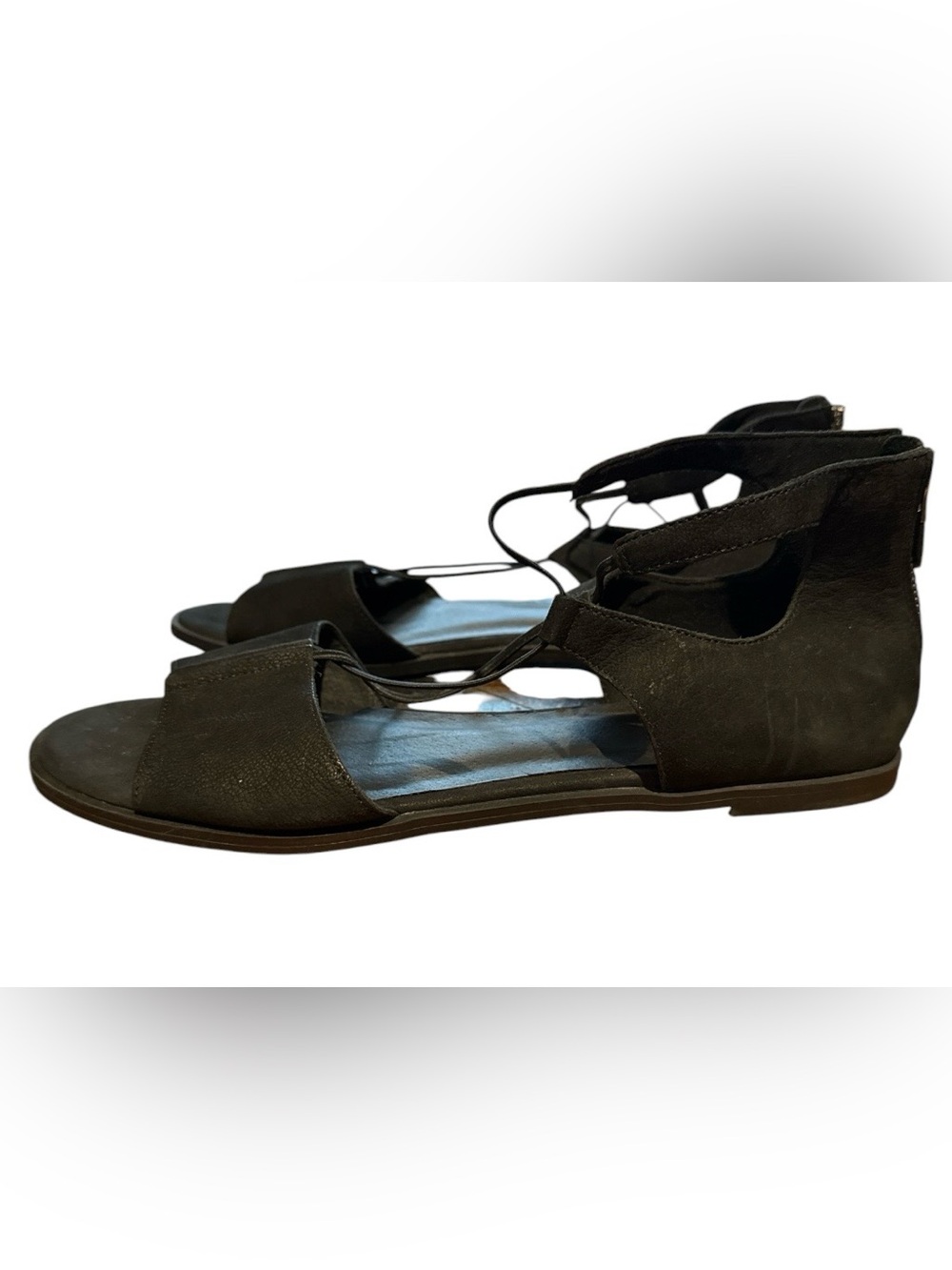 Eileen Fisher Rose Minimalist Comfort Sandals Black Leather - Picture 3 of 6